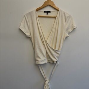 YMI Cream Wrap Tie Crop Top | Size XL